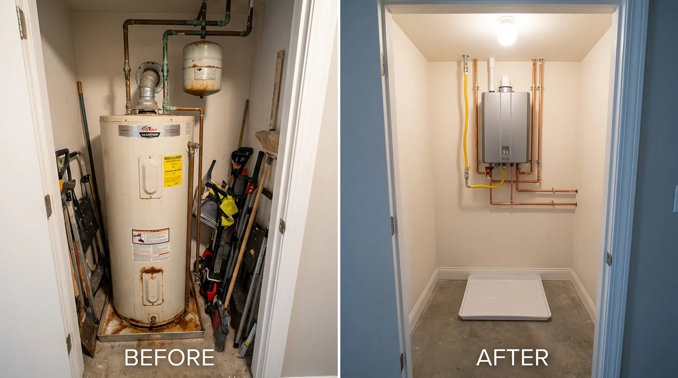 Tank water heater versus wall-mounted tankless unit comparison for Fennville, MI homeowners